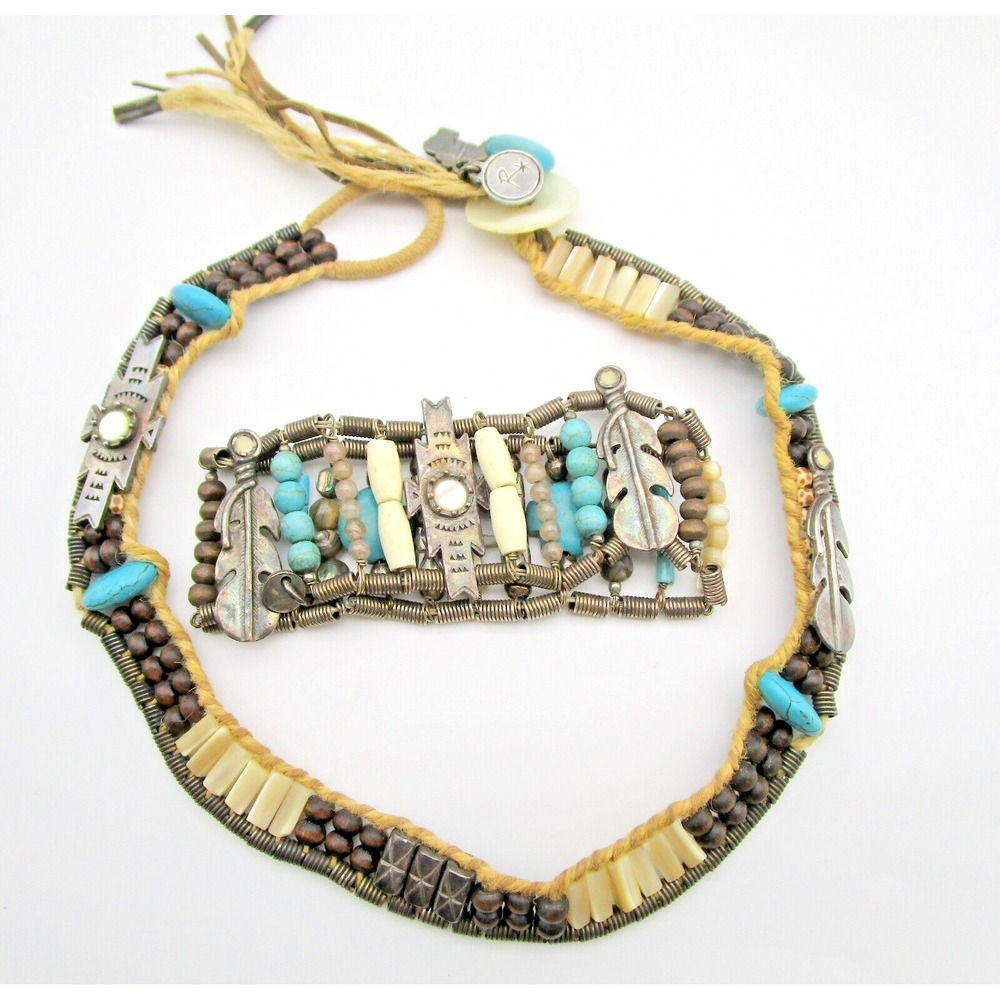 Reminiscence Paris Necklace Bracelet Set Southwest Indian Western Beaded Vintage